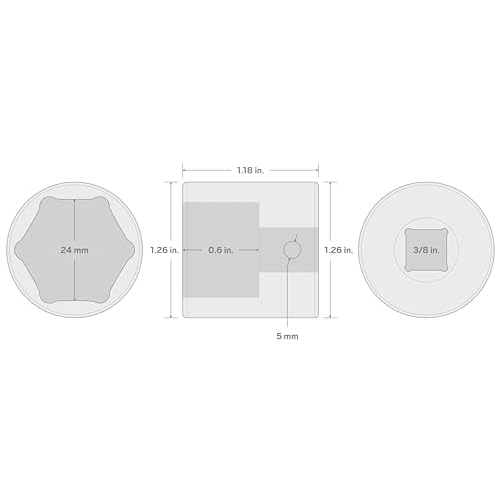 TEKTON 3/8 Inch Drive x 24 mm 6-Point Impact Socket | SID12124
