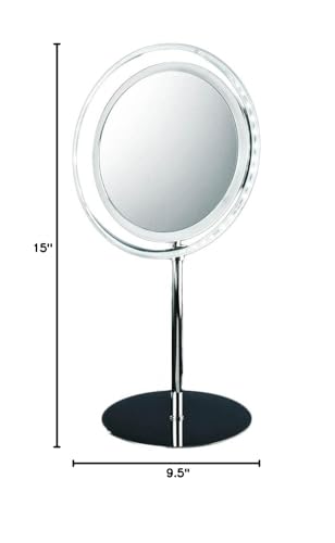 WS Bath Collections WS 15 Spiegel 7-7/8" W x 15" H Circular Framed Bathroom Mirror with Light - Polished Chrome