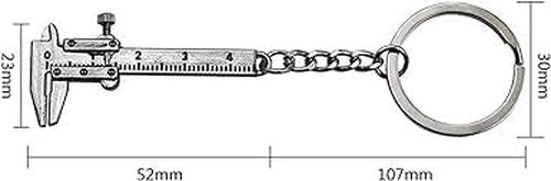 Silver Fashion Mini Vernier Caliper Keychain Zinc Alloy 3D Movable Precision Miniature Pocket Vernier Caliper Keyring, Car Keychain, Vernier Calipers