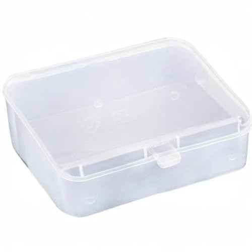 AKOAK Clear Polypropylene Rectangle Mini Storage Containers Box with Hinged Lid for Accessories,Crafts,Learning Supplies,Screws,Drills,Battery,Pack of 4 (3.46" x 2.24" x 1.18")