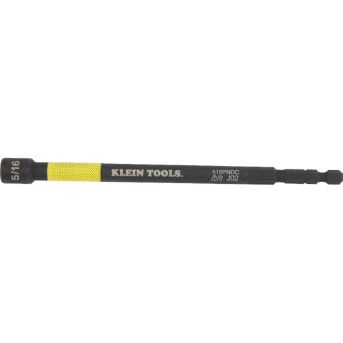 Klein Tools 516PNDC 5/16-Inch Magnetic Color-Coded Power Nut Setter, SAE, Impact-Rated Hex Nut Driver with 5-Inch Extended Reach Shaft