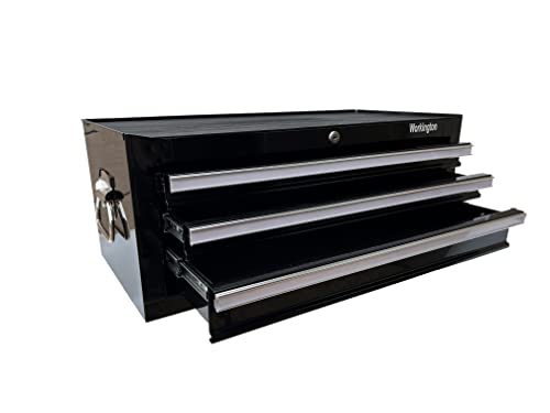 Workington 26" 3-Drawer Portable Steel Tool Chest Cabinet with Ball Bearing Slides - Black