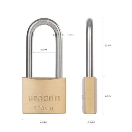 SEDORTI YNBSP140 Heavy Duty Weatherproof Brass & Stainless Steel Padlock, Marine Grade Rustproof Lock for Sheds, Storage & More