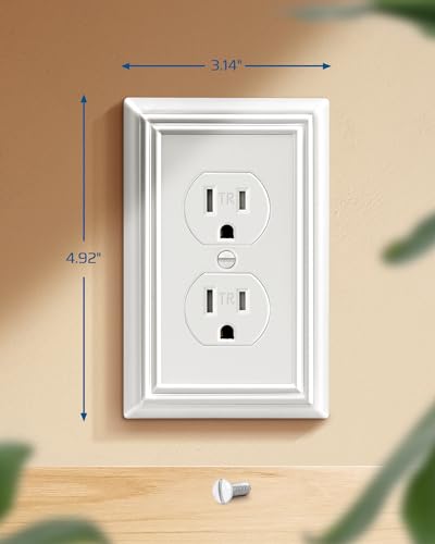 DEWENWILS 4 Pack White Metal Outlet Cover Plates - Duplex Wall Plates