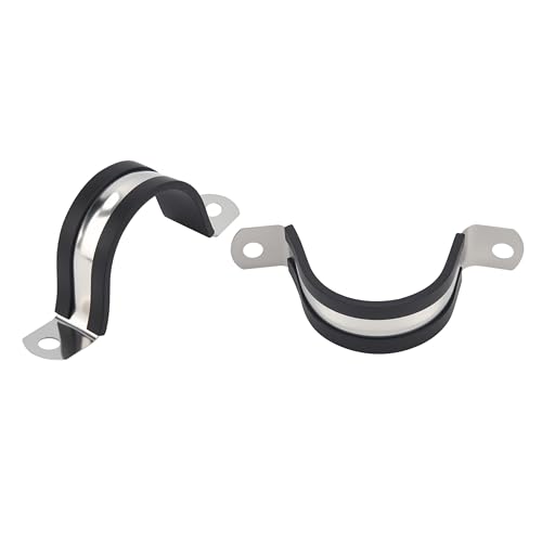 1-1/4 Inch 10 PCS 2 Holes Rubber Cushioned U Bracket Clamp, Reinforced Rigid Pipe Strap, Stainless Steel Conduit Straps Cable Clamp (32 mm) by Tavonuxt