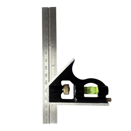 ALLWIN 6-Inch Combination Square with Stainless Ruler, Zinc Alloy Body, Bubble Level – Woodworking & DIY Precision