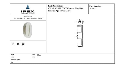 Canplas 193064 4-Inch Flush Cleanout Plug — Watertight Drain Access Fitting