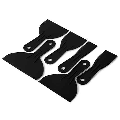 Bates 6 Pack Black Plastic Putty Knife Set - Paint Scraper, Spackle Tool, Spreader