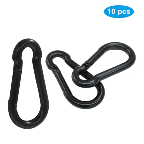 Black M5 Spring Snap Hooks 1.96 Inch - 10 Pack, Rustproof Stainless Steel