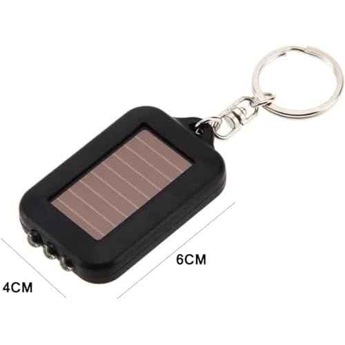 Pocketman Mini LED Keychain Flashlight Torch Solar Power 3 LED Light Lamp Keychain Torch with Key Ring Mini Key Ring Portable Safety Lamp