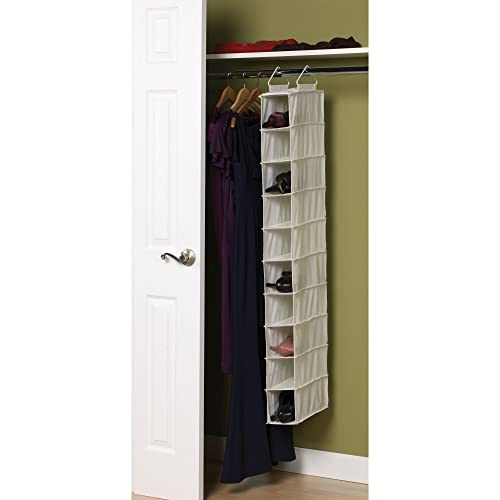 Natural Canvas Hanging Shoe Organizer with 10 Pockets - Household Essentials
