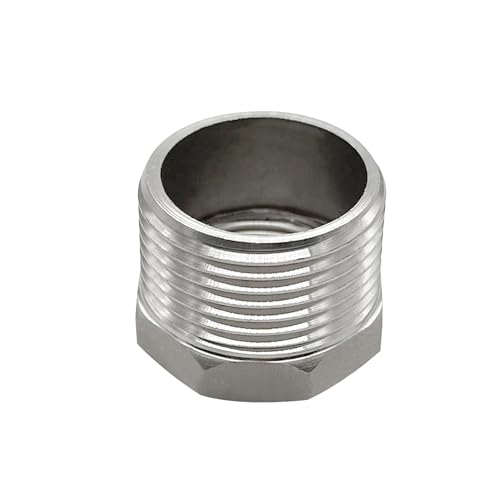 Beduan 304 Stainless Steel NPT Reducer Hex Bushing - 1 Male to 3/4 Female, 1" OD