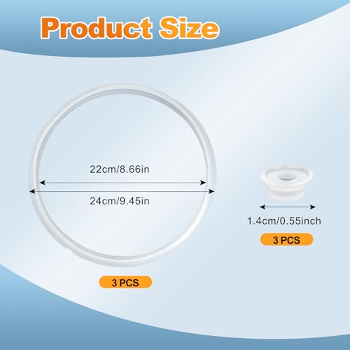 Vipdrive 3-Pack 6 Qt Silicone Instant Pot Replacement Sealing Rings - Clear, Food-Grade Gaskets
