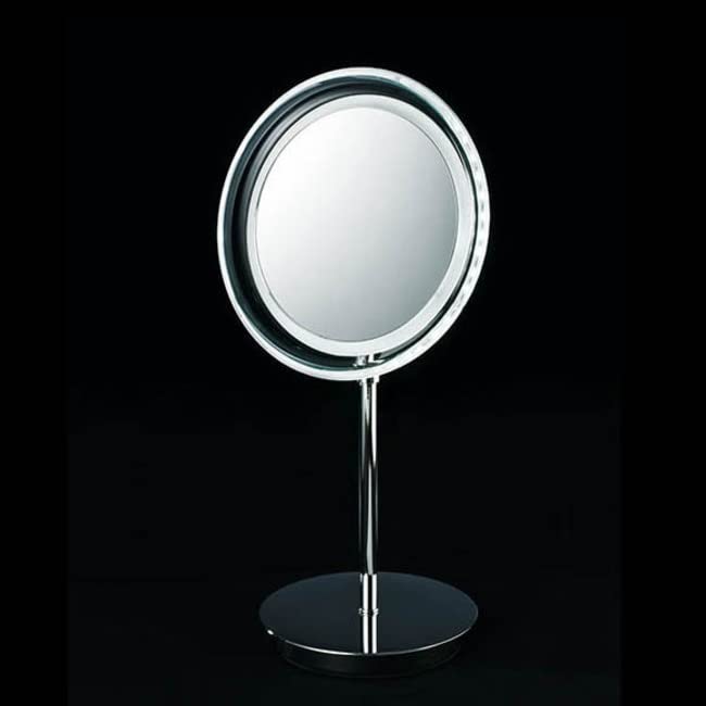 WS Bath Collections WS 15 Spiegel 7-7/8" W x 15" H Circular Framed Bathroom Mirror with Light - Polished Chrome