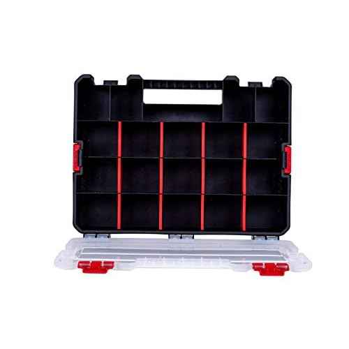 2-Pack Small Parts Organizer Box ? Stackable Hardware Storage Organizer Case with 20 Compartments & Dividers ? Screw, Nut, Bolt, Drill Bit Organizer for Garage, Workshop, Crafts