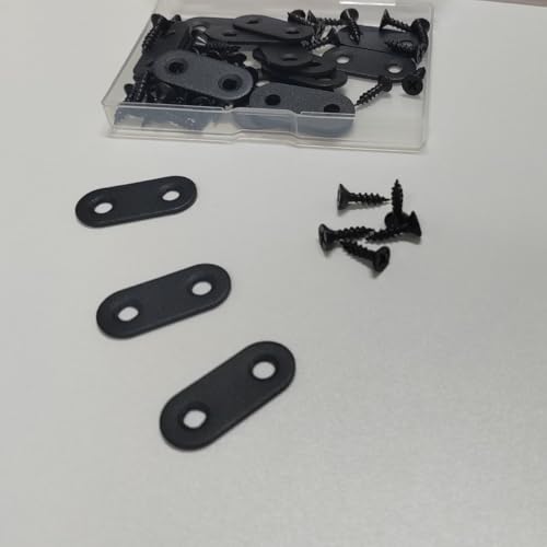 Black Straight Corner Brackets Pack of 20 with Screws - Stainless Steel Support for Furniture Repair