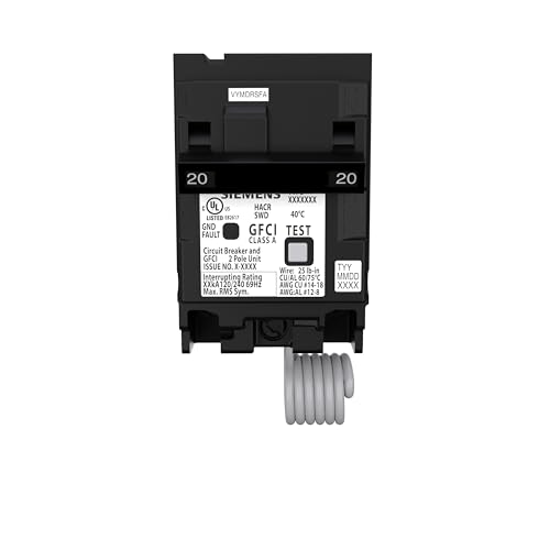 SIEMENS Q220GF Ground Fault Circuit Interrupter, 20 Amp, 2-Pole GFCI Circuit Breaker Replaces QF220A