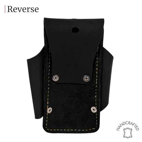 FESA Small Leather Tool Pouch - 4-in-1 Heavy Top Grain Leather Small Tool Pouch with a Steel Tape Measure Clip, 3 Pockets & Reinforced Heavy Duty Rivets - Fits Belts up to 3" - Handcrafted