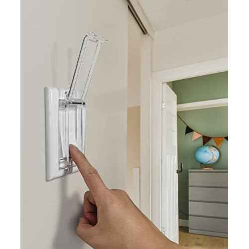 Light Switch Guard, ILIVABLE Child Proof Rocker Switch Plate Cover Prevents Kids or Accidental Turned On/Off Switch While Allowing Access (Clear, 1 Pack)