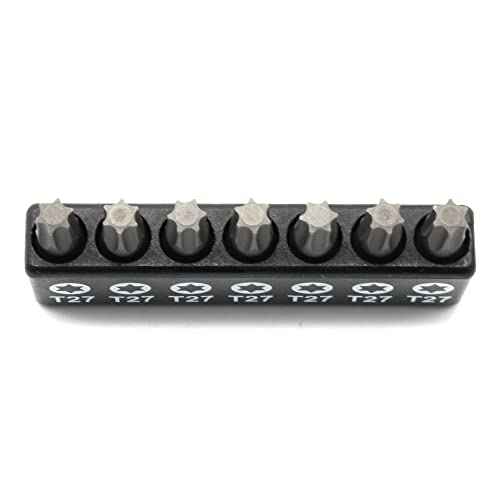 7pc 1 Inch T27 Torx Star 6 Point Bit Set - Quick Change Star Driver Bits for T27 (T-27) Screws and Heads