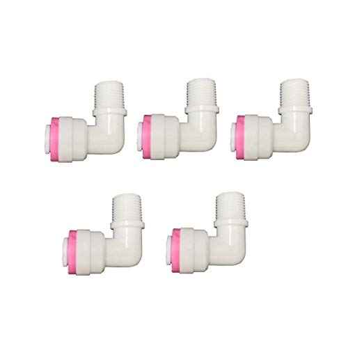 YZM 1/8" Thread Male to 1/4" Tube Elbow Check Valve for RO Reverse Osmosis (Pack of 5)