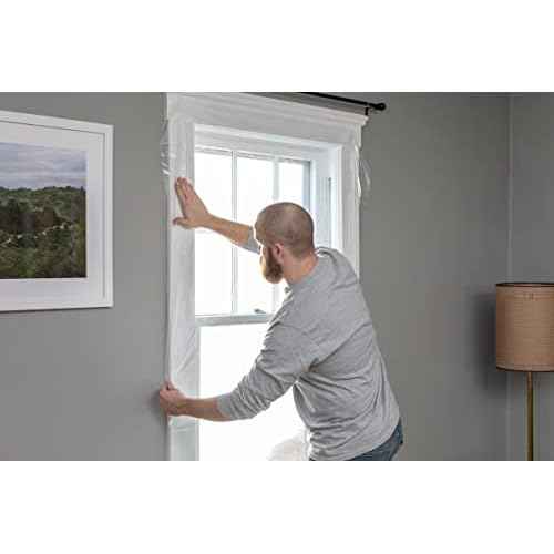Duck Brand Window Insulation Kit - Winter Seal Kit Fits up to 10 Windows - Rolled Shrink Film Cuts to Size for Easy Indoor Installation - Tape Included - 62 In. by 420 In.- Clear
