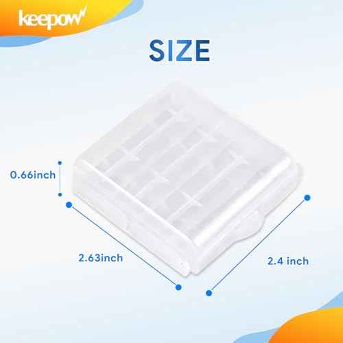 KEEPOW 12 Pcs AA/AAA Battery Storage Case Holder Box, Clear Color