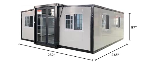 SAA Tiny Expandable Prefab Home - 1 Bath, 2 Rooms, 1 Kitchen - Foldable, Portable, Modular Guest House - 19 x 20 FT