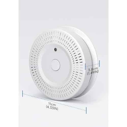 Smoke Detector, ?Lecoolife, ?9V Battery Operated Smoke Alarm with LED Indicator, Silence Button, Battery Powered, White, 4 Pack