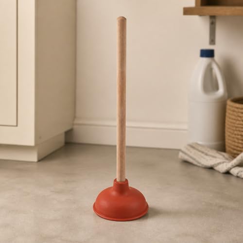 Light Duty 6-Inch Rubber Cup Plunger with Wooden Handle for Drain Unclogging