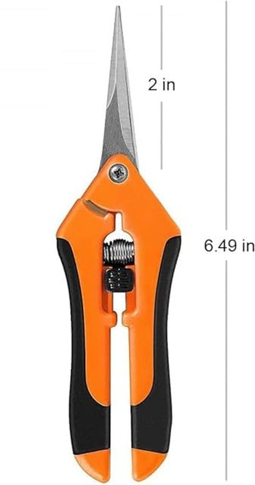 Gardening Scissors Hand Pruner Pruning Shear with Straight Stainless Steel Blades Orange