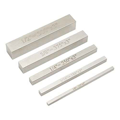Precision Gauge Block Set - 5-Piece, 1/8 to 1/2 in - Stainless Steel Table Saw & Woodworking Setup Blocks
