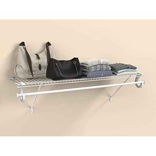 ClosetMaid 5631 SuperSlide Ventilated Shelf Kit with Closet Rod, 4-Foot x 12-Inch, White