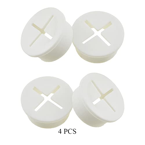 White Rubber Desk Grommet 1 Inch (25mm) Pack of 4 - Flexible Cable Hole Cover for Office & Home