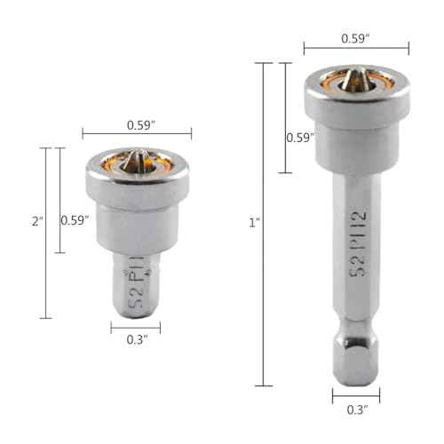 5pcs Set TEURSA ¢ç Premium Magnetic Drywall Screw Setter - PH2 Bits for Plasterboard - Hex Shank Positioning Bit - Easy Drywall Installation - Drill Accessory (5pcs 2'')