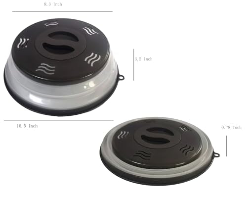 XGHJ Microwave Splatter Cover 1 Pack Black – Foldable, BPA-Free, Ventilated Plate Cover with Hook Hole