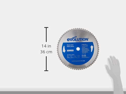 Evolution Power Tools 14BLADEST Blade for Cutting Mild Steel, For Circular and Chop Saws, No Heat, No Burrs & Virtually No Sparks, Carbide-Tipped TCT Blade For Cold Metal Cutting,14-Inch x 66-Tooth