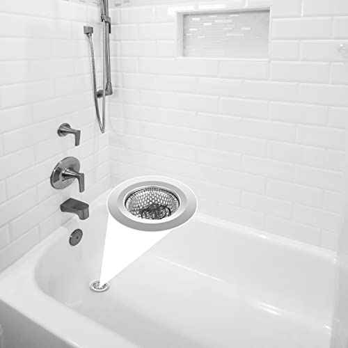 Ohtomber 2PCS Bathtub Drain Strainer - 2.79 inch Bathtub Floor Shower Hair Drain Catcher Cover, Stainless Steel Bathroom Sink Strainer Filter Basket for Bathroom Sink, Wash Basin