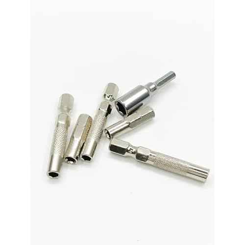 1/4 to 4mm Bit Adapter, 6pcs Set, 45mm & 25mm Length, Magnetic, Hex Shank, For 4mm & 6.35mm Bits