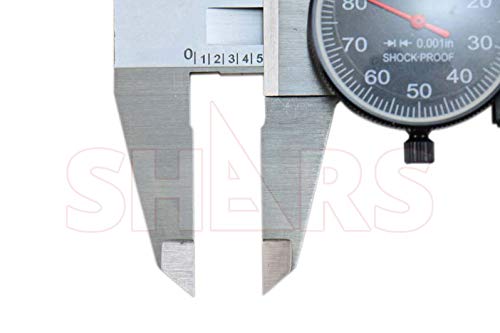 Shars 0-6" Precision Stainless Steel Shock Proof Dial Caliper .001" Graduation, Black Face 303-1305B P)