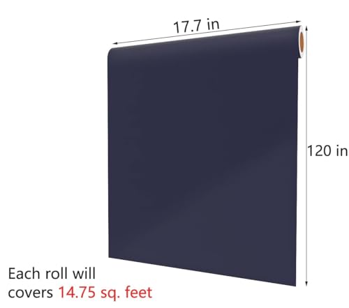 Decotalk Dark Blue Self Adhesive Wallpaper Peel and Stick Contact Paper 17.7"x120" for Cabinets & Walls