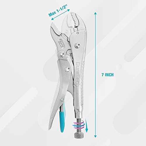 DURATECH 7-Inch Locking Pliers, Premium Cr-V Construction, Curved Jaw Locking Pliers with Wire Cutter, Fit for Clamping Twisting Welding