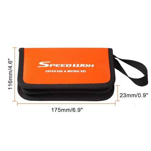 SPEEDWOX 20 Pockets Wrench Tool Storage Bag, Tool Pouch Organizer for Mini Wrenches, Metric and SAE, Portable Tool Organizer with Tote Design, Orange 1680D Oxford Fabric