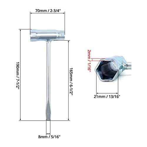 QWORK Combination Screwdriver & Wrench, 5-Pack 13 x 19mm Chainsaw Scrench T-Wrench Spanner Tool, for Saws Chains Nuts Spark Plug