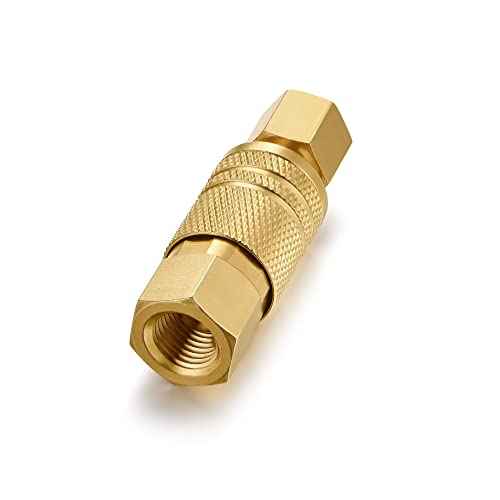 Air Coupler and Plug Kit, Quick Connector Air Fittings, 1/4 Inch NPT Industrial Brass Air Hose Fitting (4-Piece)