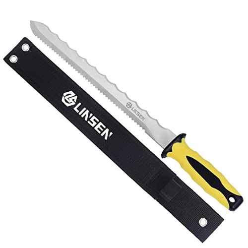 Stainless Steel Garden Knife with 11" Blade with New Handle, Double Side Utility Sod Cutter Lawn Repair Garden Knife with Nylon Sheath (YELLOW)