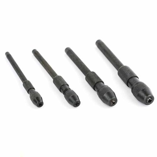 APV-0144 4 Pc Pin Vise Set Hand Held Hollow Handle Black Finish 4 Piece Vice Chuck Sizes