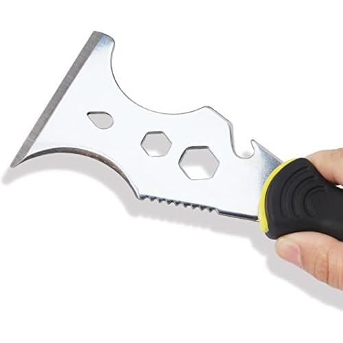 Multi-Painter's Stainless Steel Tool Spealloy Paint Scraper, Taping knife,3 in. Putty knife 15-in-1 Paint Scraper Hammer Head Soft Grip Handle Fixed Multi-Tool for Wood, Wallpaper Grout