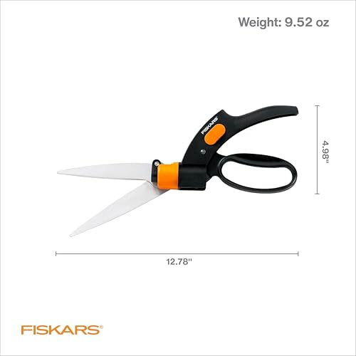 Fiskars 5-Inch Rotating Spring Action Grass Shears, Pruning & Edging Tool