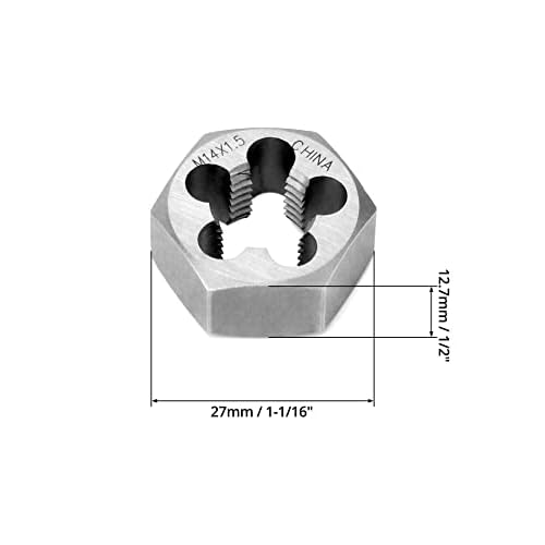 QWORK Metric Hex Die Rethreading Die, M14 X 1.5mm Carbon Steel Machine Thread Die, for Mold Machining, Steel, Cast Iron, Copper